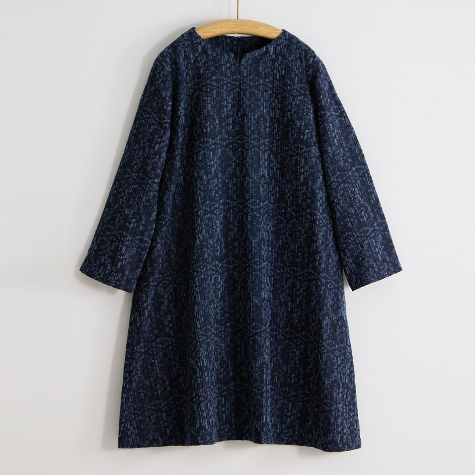 インディゴ変わり織ジャガードチュニック鵯花（ひよどりばな） | 石見