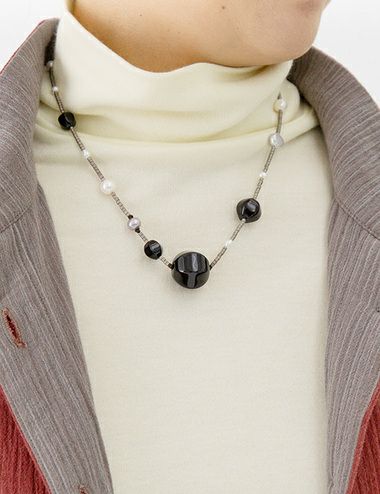 MICHELANGELO 天然石 青 ビーズネックレス 新品、未使用❗️ 丸っこく