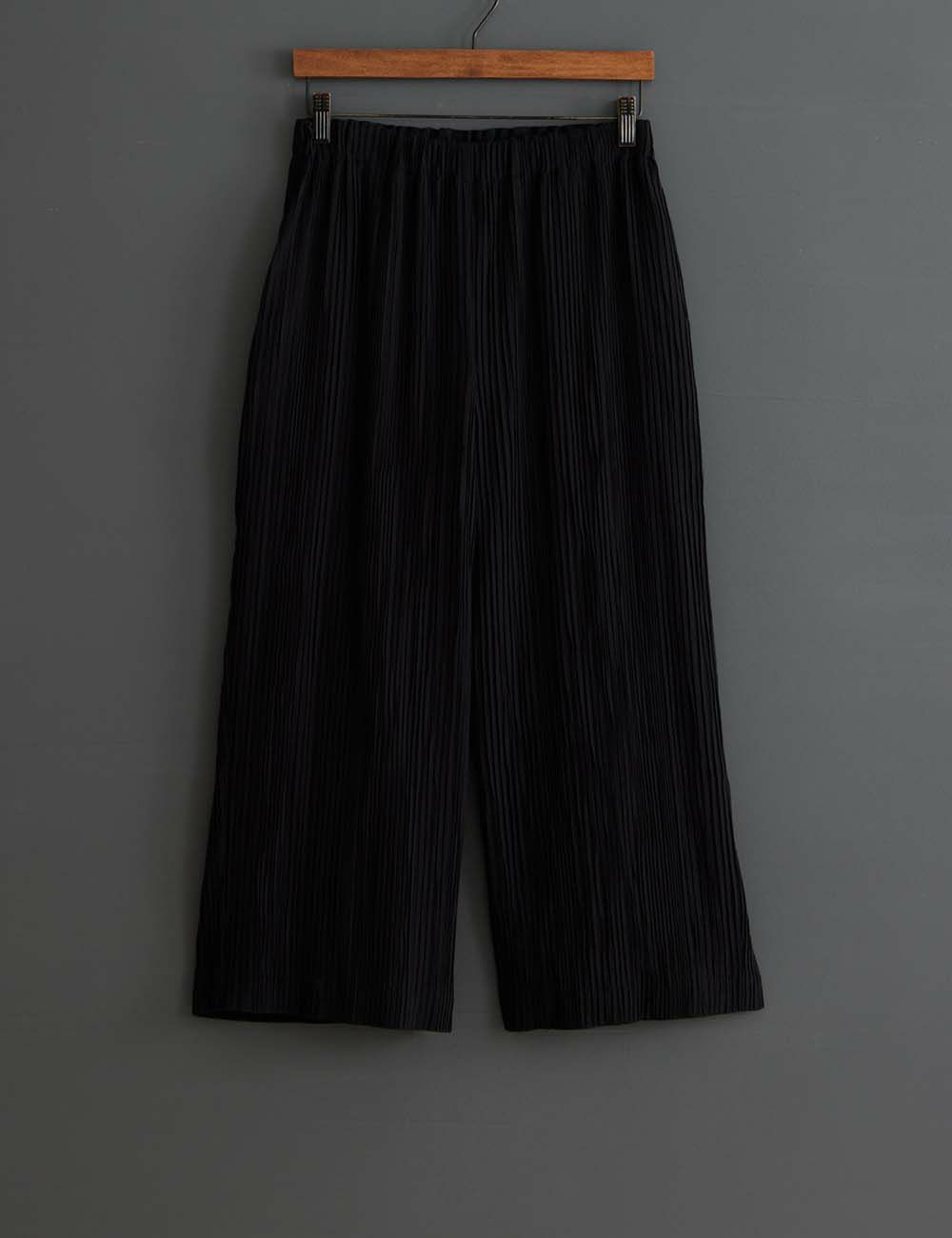 綿シルクストレッチプリーツパンツ碇草（いかりそう）