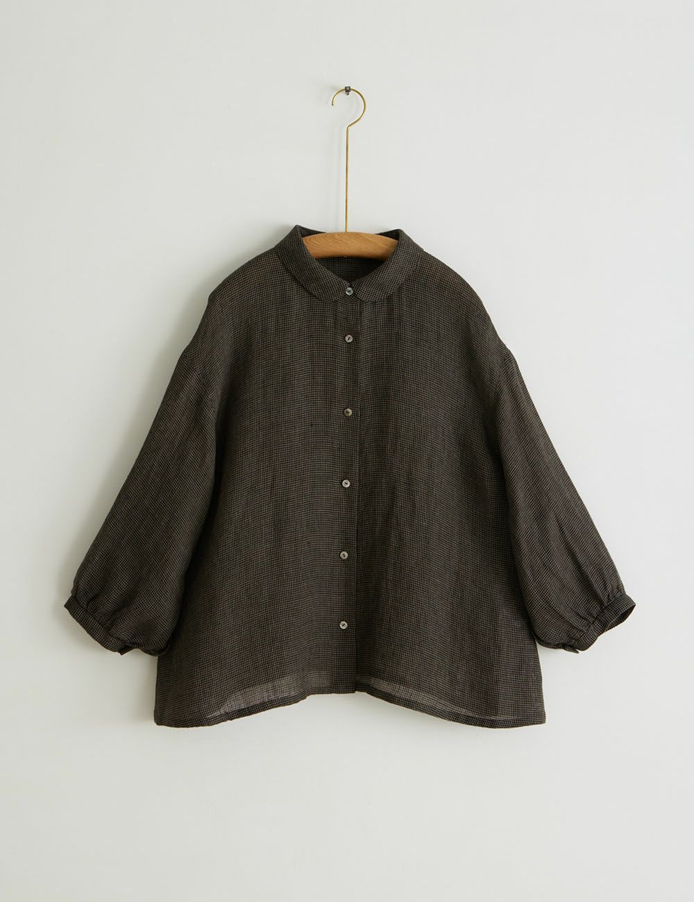 2024年購入・着用1回【石見銀山 群言堂】綿麻チェックチュニック