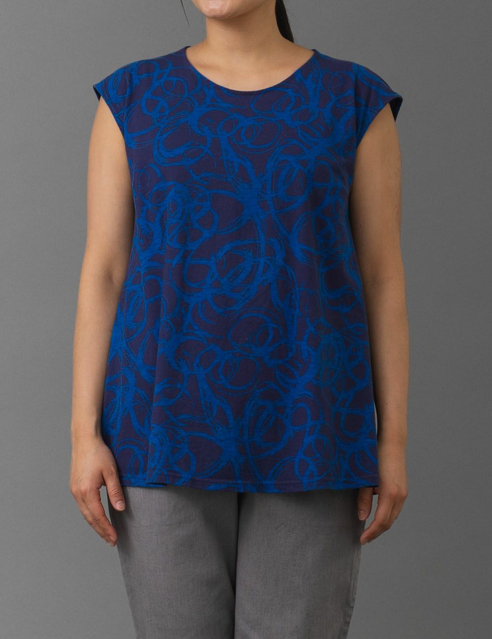 綿SZ天竺浜風柄プルオーバー餅躑躅（もちつつじ）