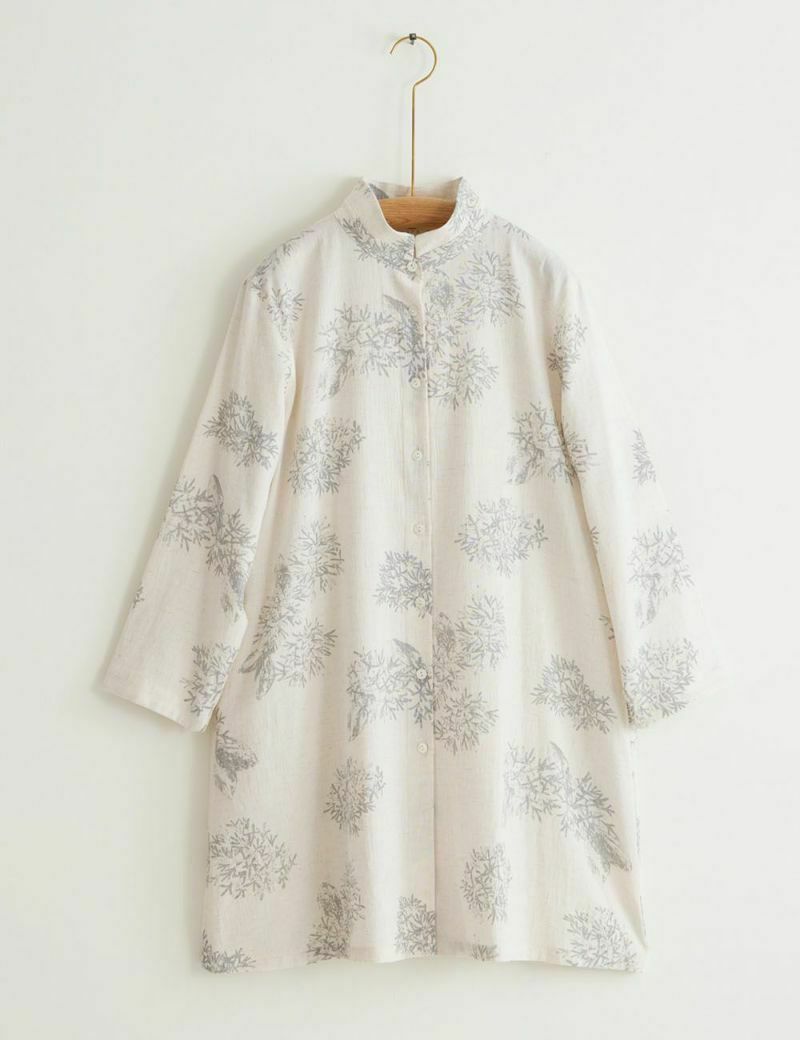 マンガン絣ヒトツバタゴ柄ブラウス梅花空木（ばいかうつぎ） | 石見