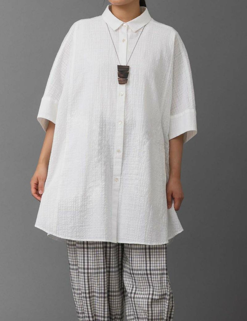 新品 逆スラブ格子ブラウス蛍葛（ほたるかずら） 群言堂 石見銀山 | トップス