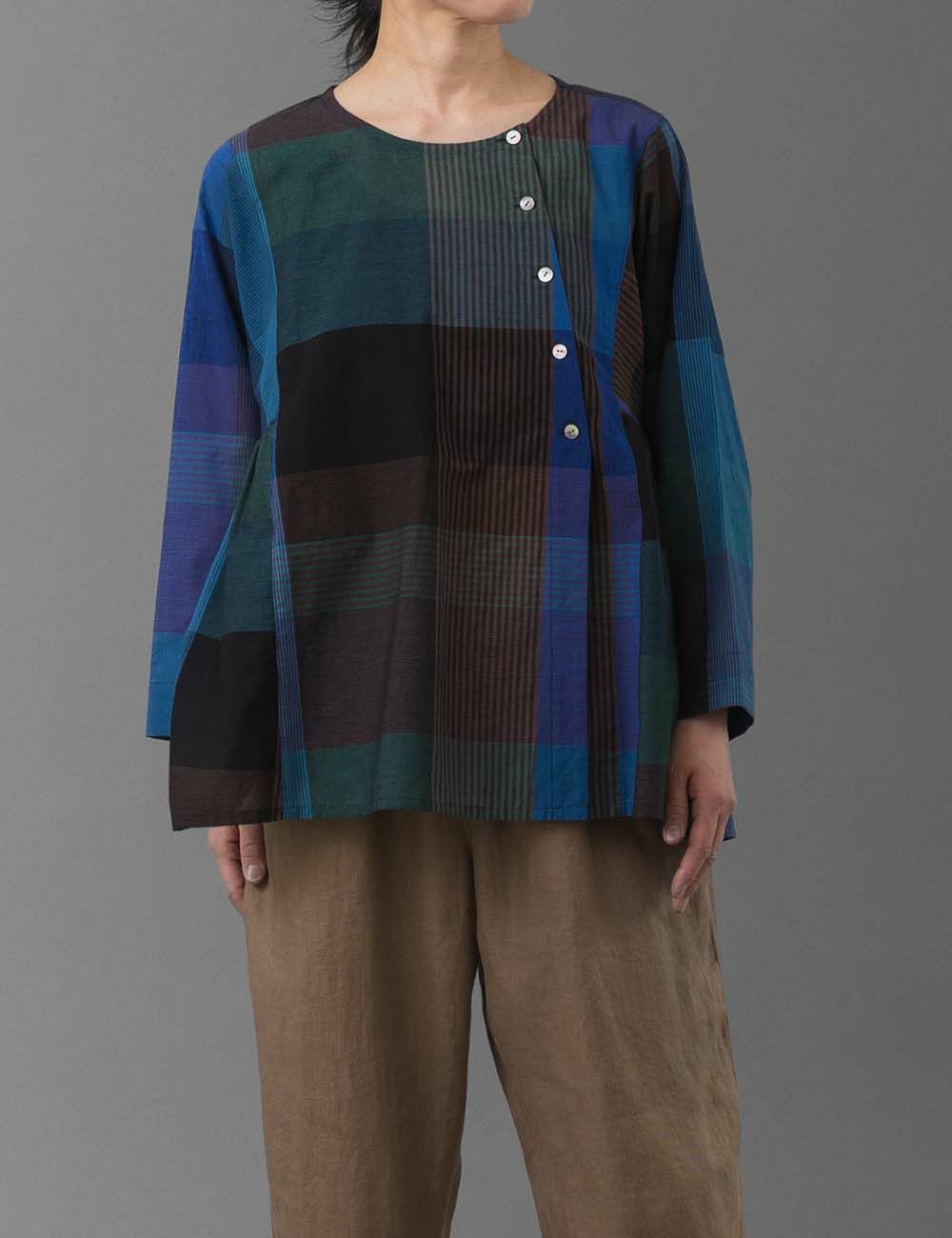 多彩チェック　ブラウス一花風露（いちげふうろ）