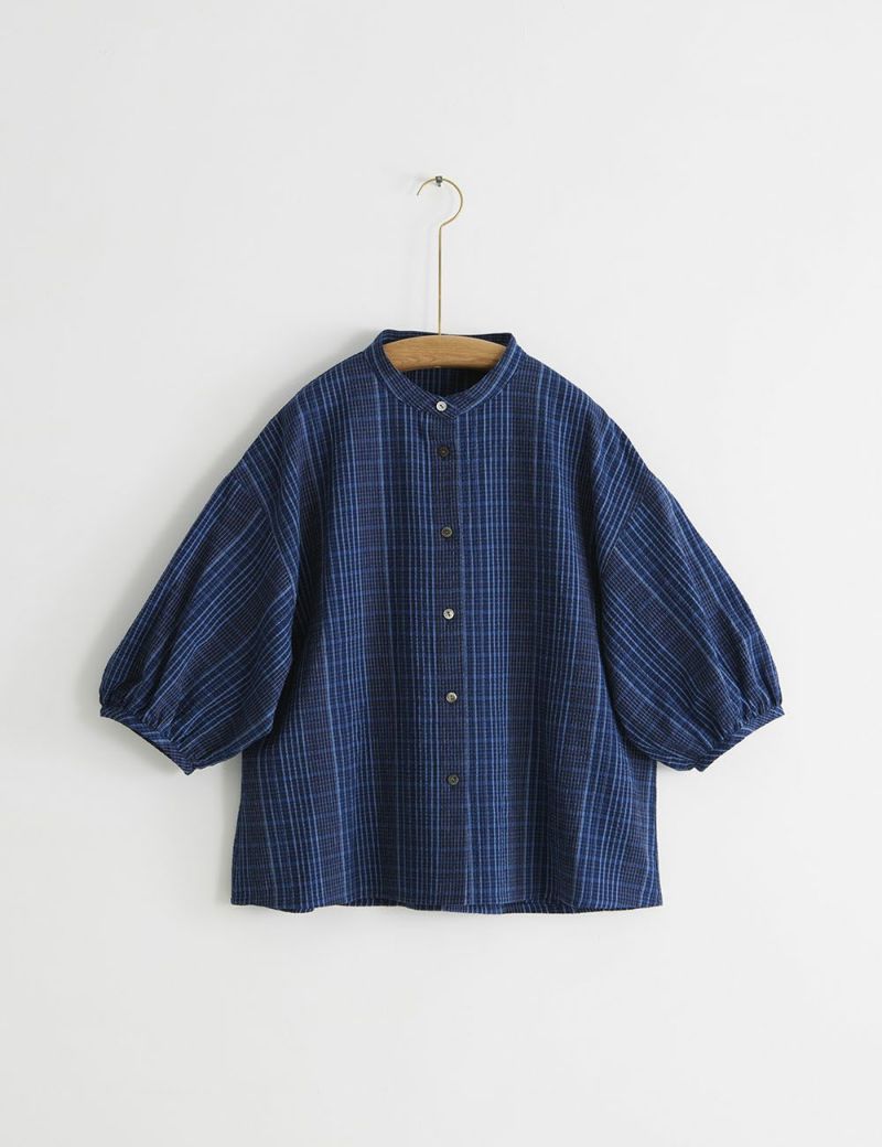藍染しじら格子ブラウス水玉草（みずたまそう） | 石見銀山 群言堂