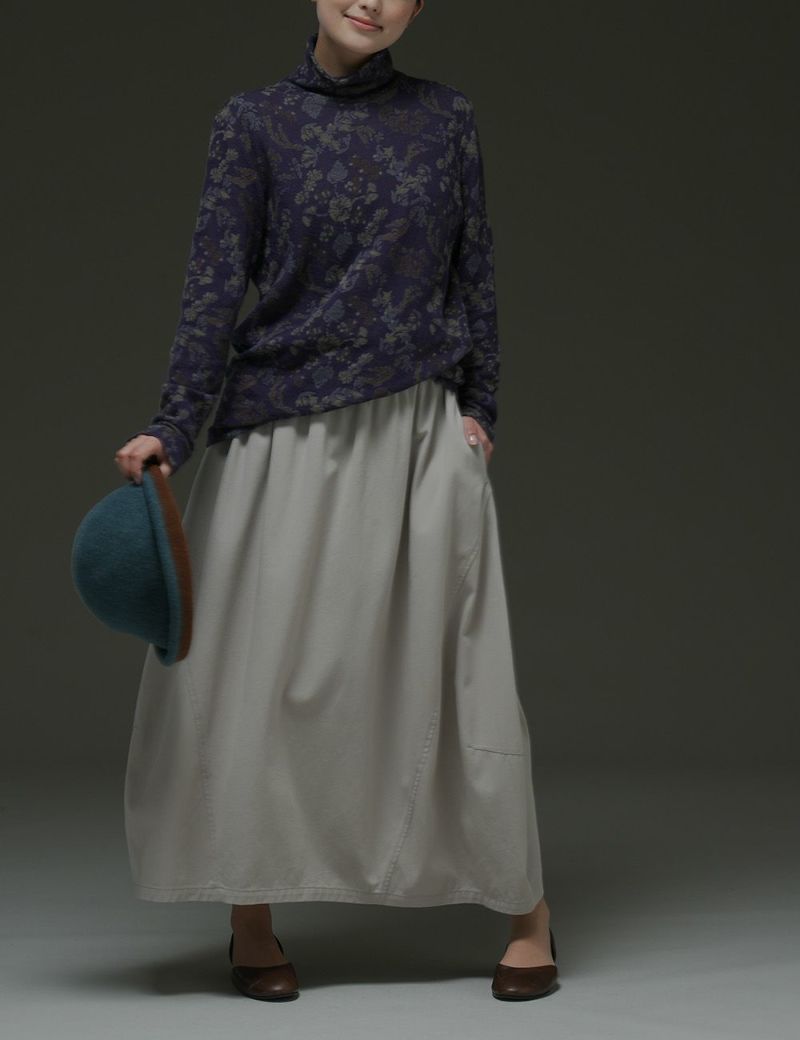 綿ボイルツイルスカート利根薊（とねあざみ）