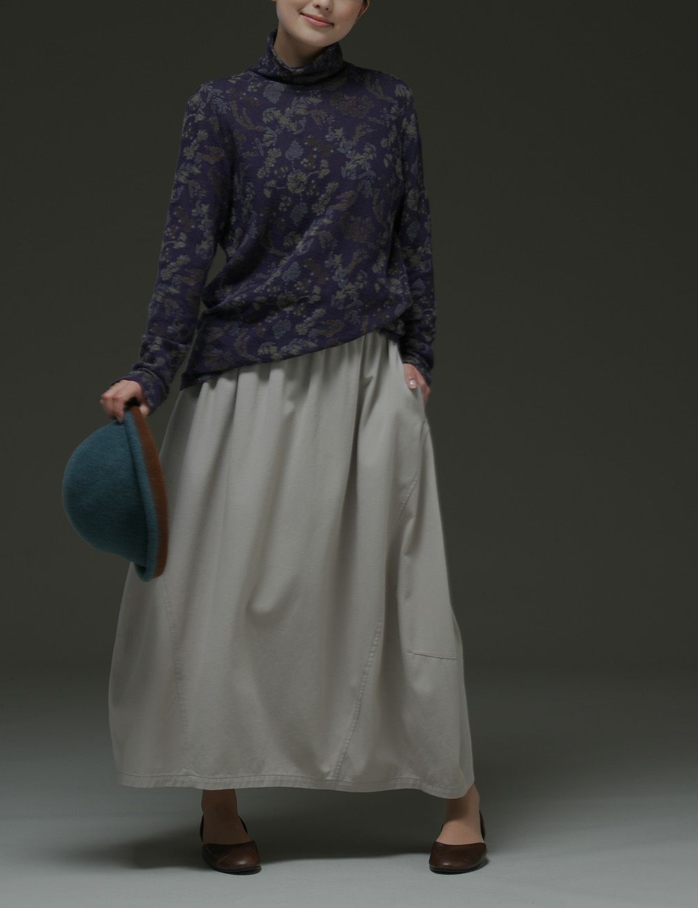 綿ボイルツイルスカート利根薊（とねあざみ）