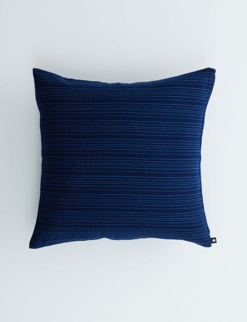 藍緯刺子柄クッションカバー