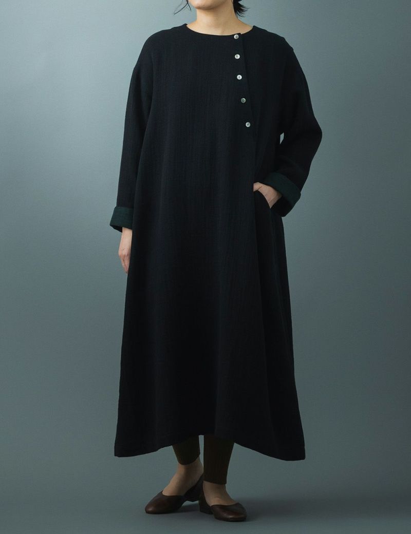 【美品】群言堂　根々　石見銀山　ガンクラブチェック　コットンウールワンピース 美品】群言堂 根々 石見銀山 ガンクラブチェック コットンウール