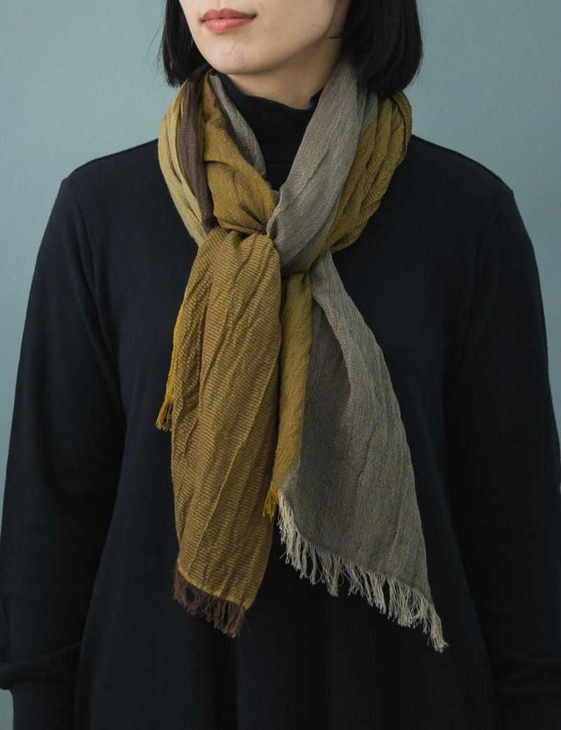綿ウール大格子ストール