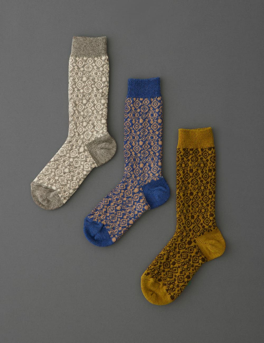 綿ウールジャガード靴下