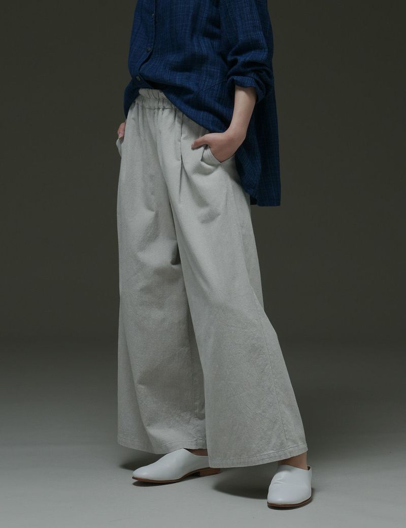 綿麻ソフトカルゼパンツ山蕗（やまぶき）