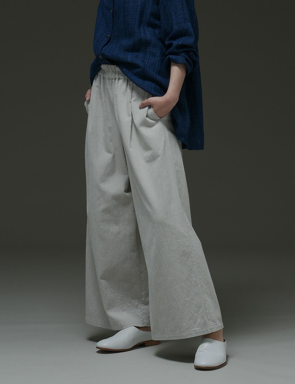 綿麻ソフトカルゼパンツ山蕗（やまぶき）