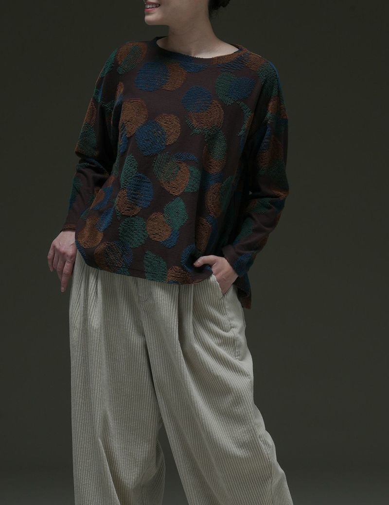 月の満ち欠けパイルジャガードプルオーバー青文字（あおもじ） | 石見