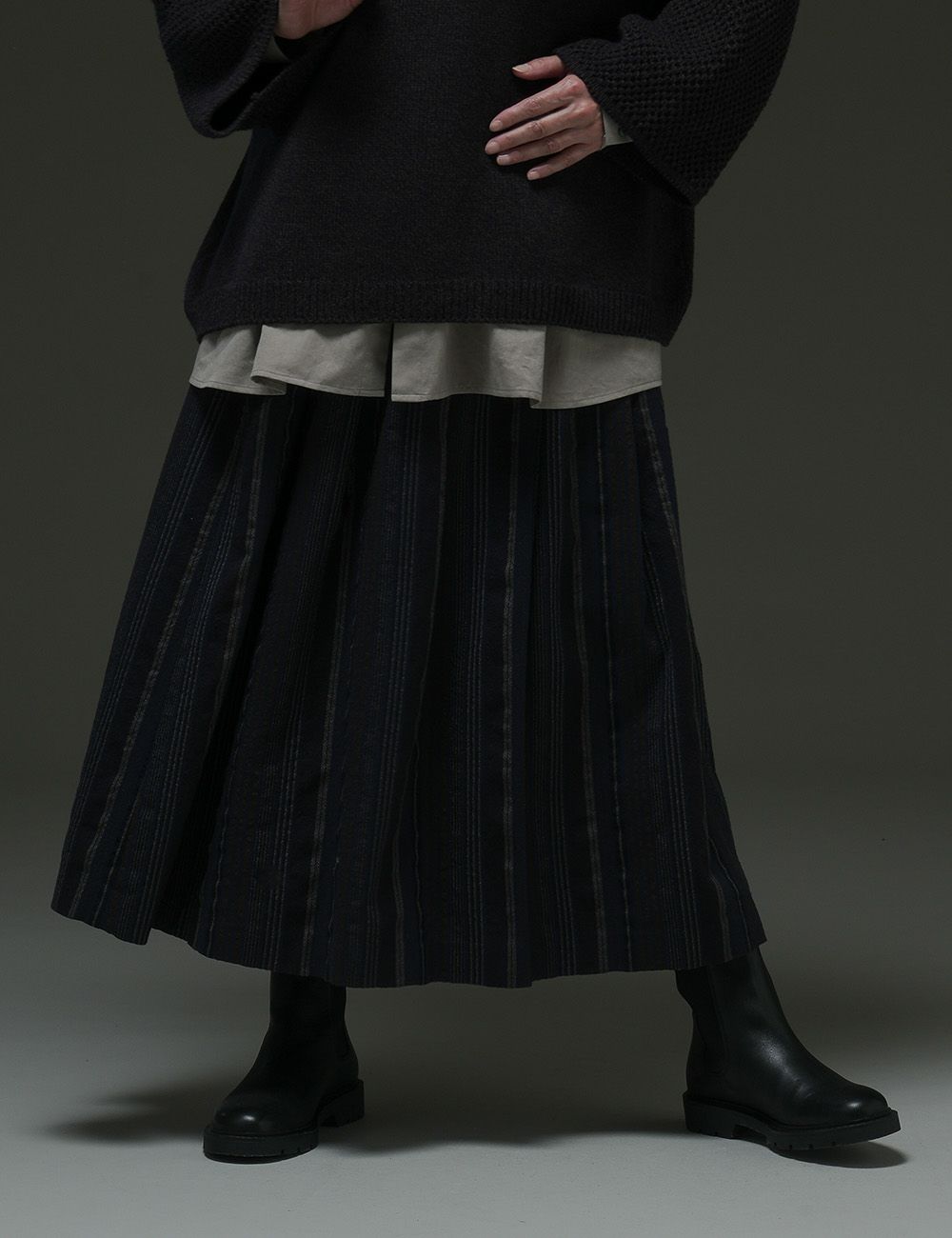 綿ウール縞スカート菩提樹（ぼだいじゅ） | 石見銀山 群言堂オンライン  