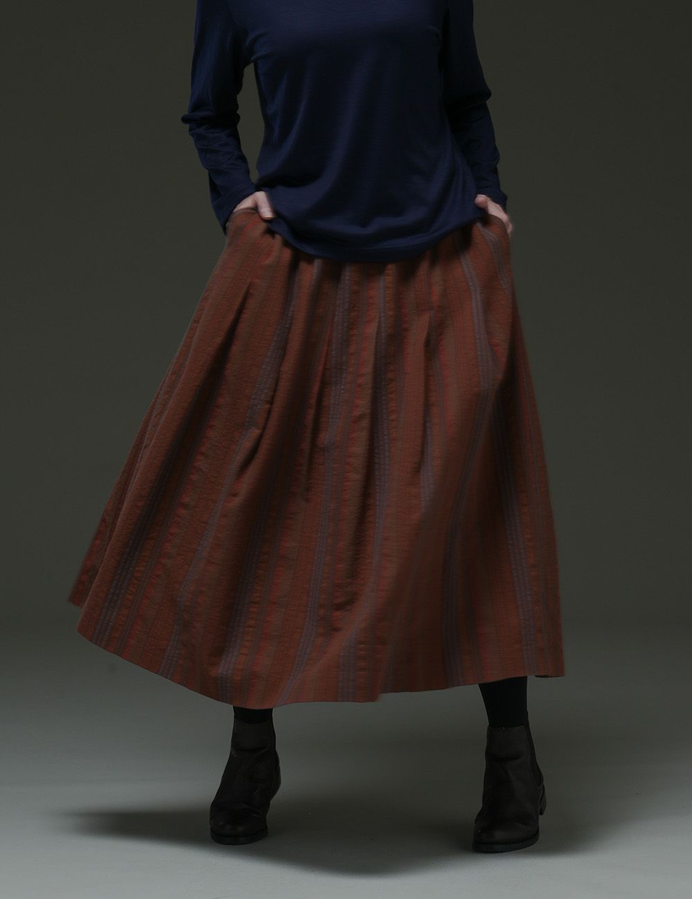 綿ウール縞スカート菩提樹（ぼだいじゅ） | 石見銀山 群言堂オンライン  