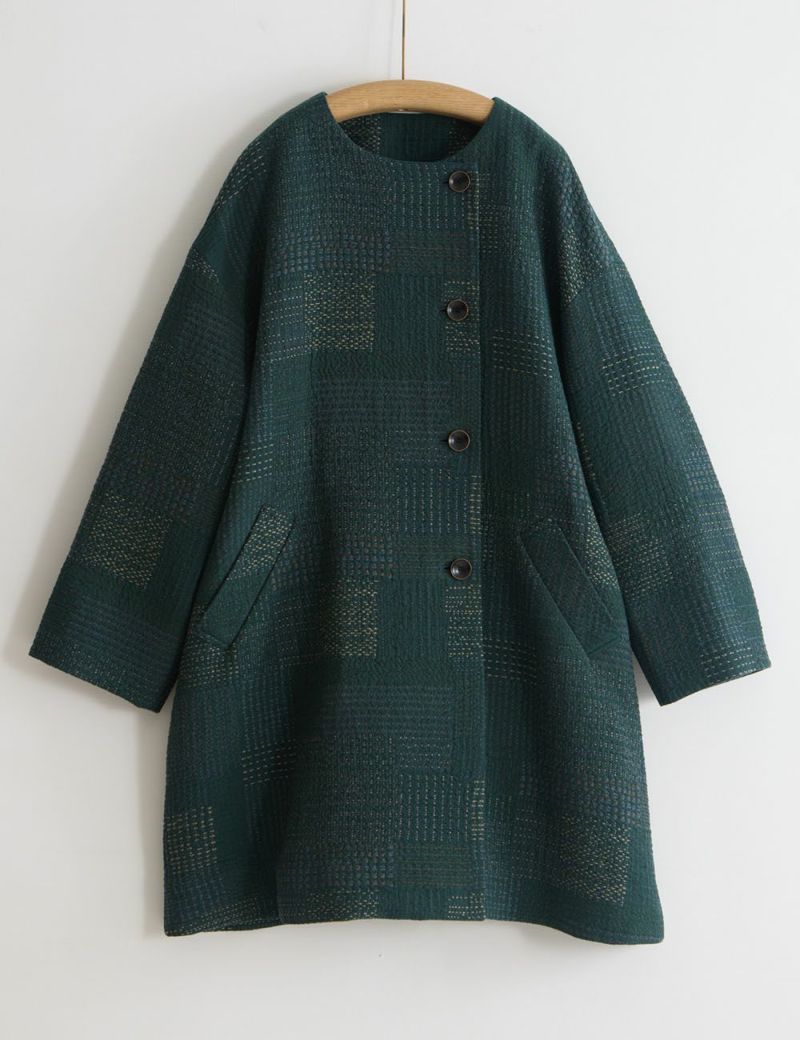 石見銀山　登美 群言堂　コート 石見銀山 群言堂 グンゲンドウ 登美 トミ ウールツイード調 スタンド