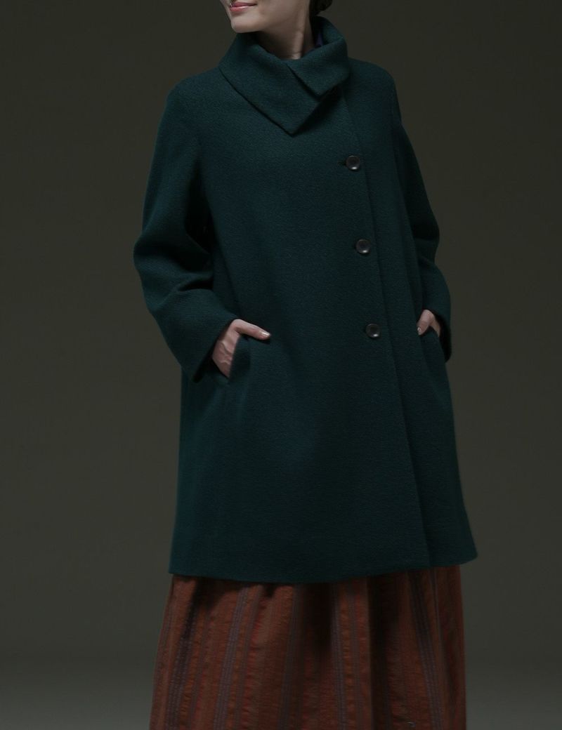 綿ウール撚り杢ななこ織コート七実の木（ななみのき）