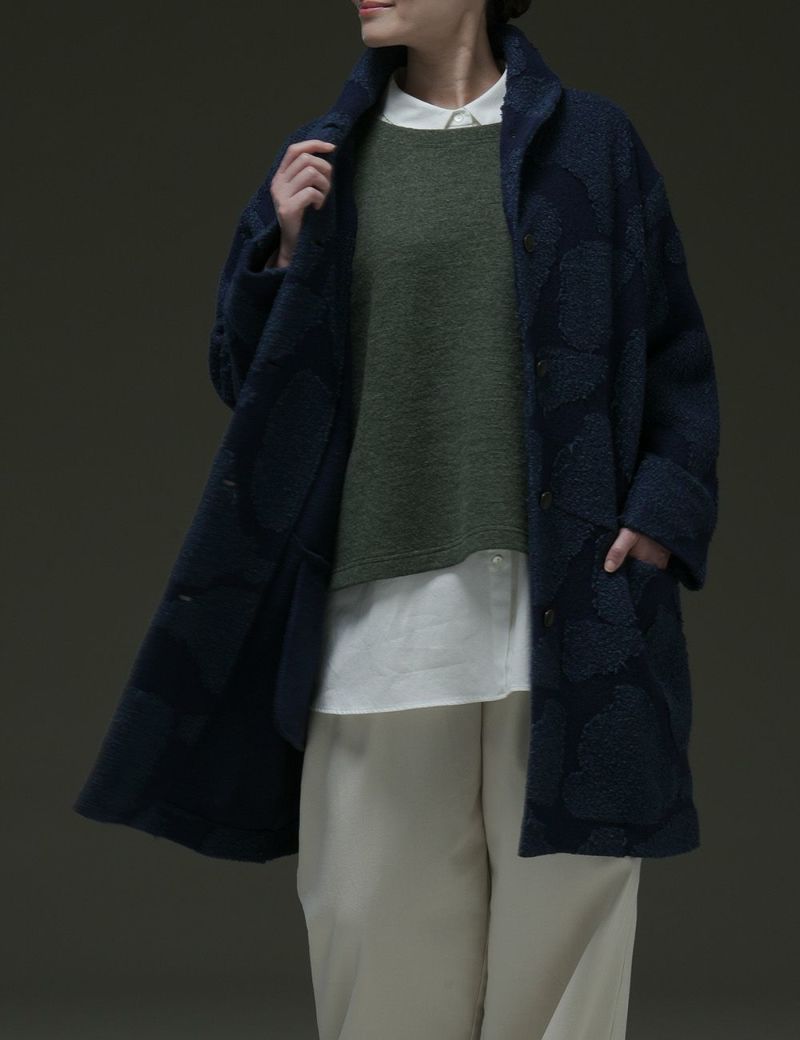 綿ウールいちょうジャガードジャケット好文木（こうぶんぼく）