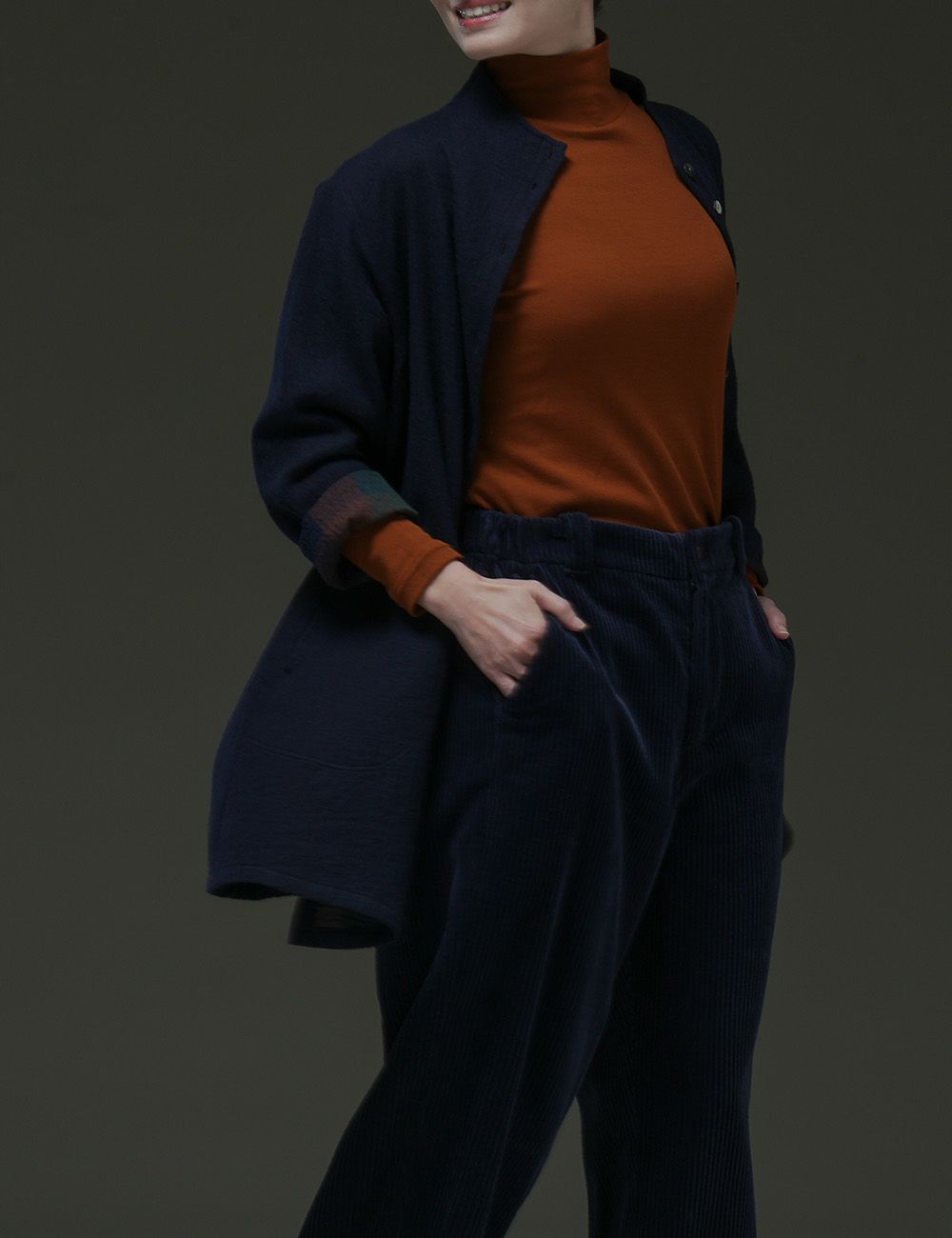 綿ウール二重織裏格子ブラウス春蘭（しゅんらん）