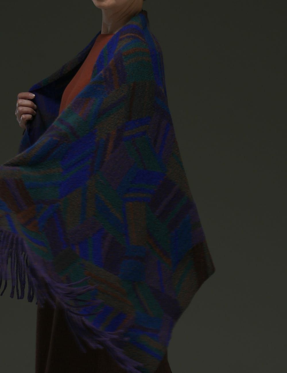 綿ウールストール朝氷柄