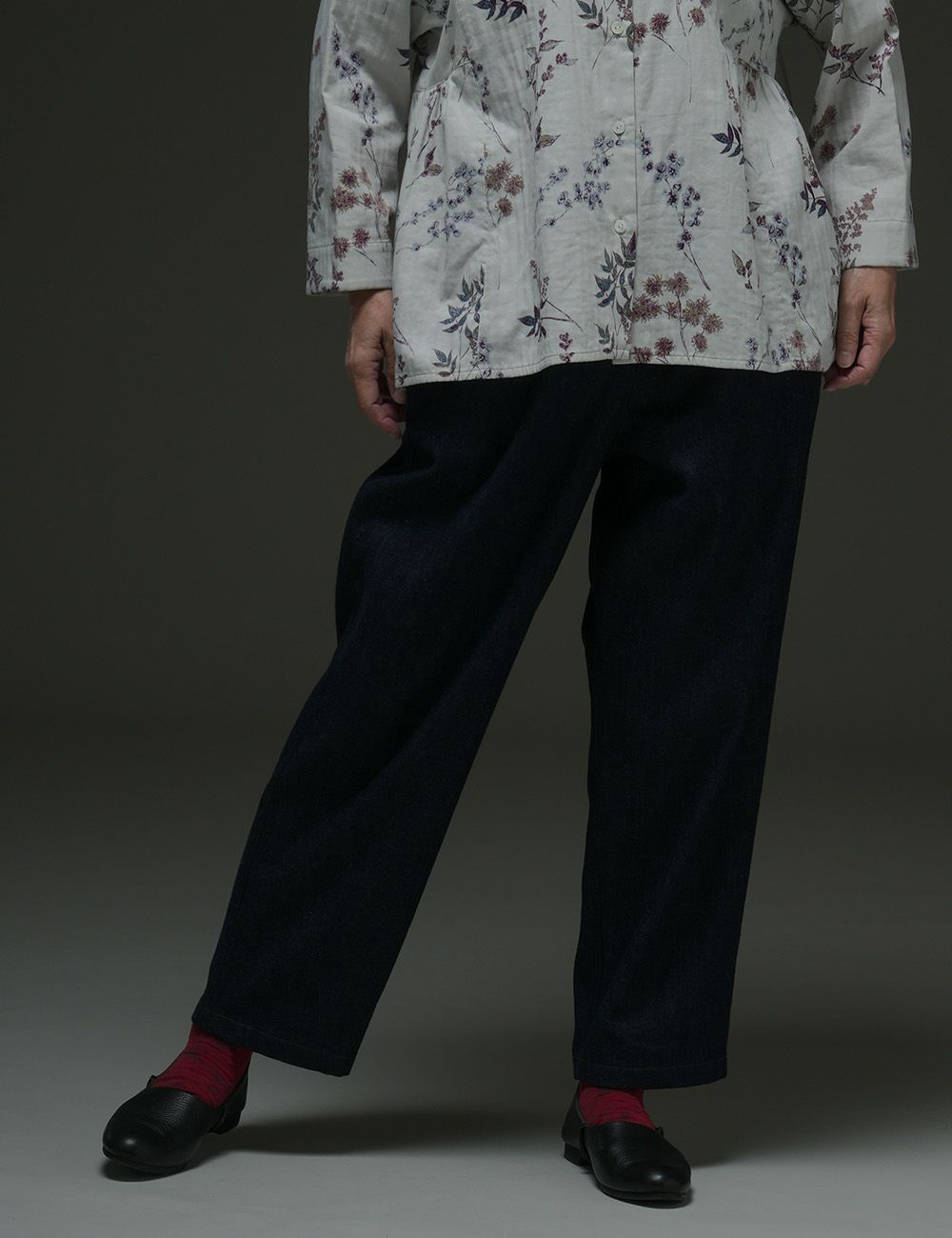 デニム裏起毛パンツ灰の木（はいのき）