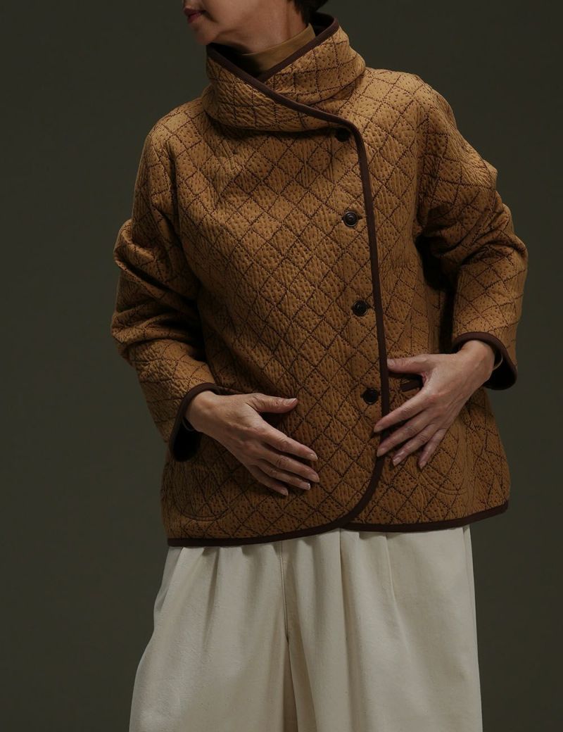 こぎん刺子キルトジャガードジャケット酢漿草（かたばみ）