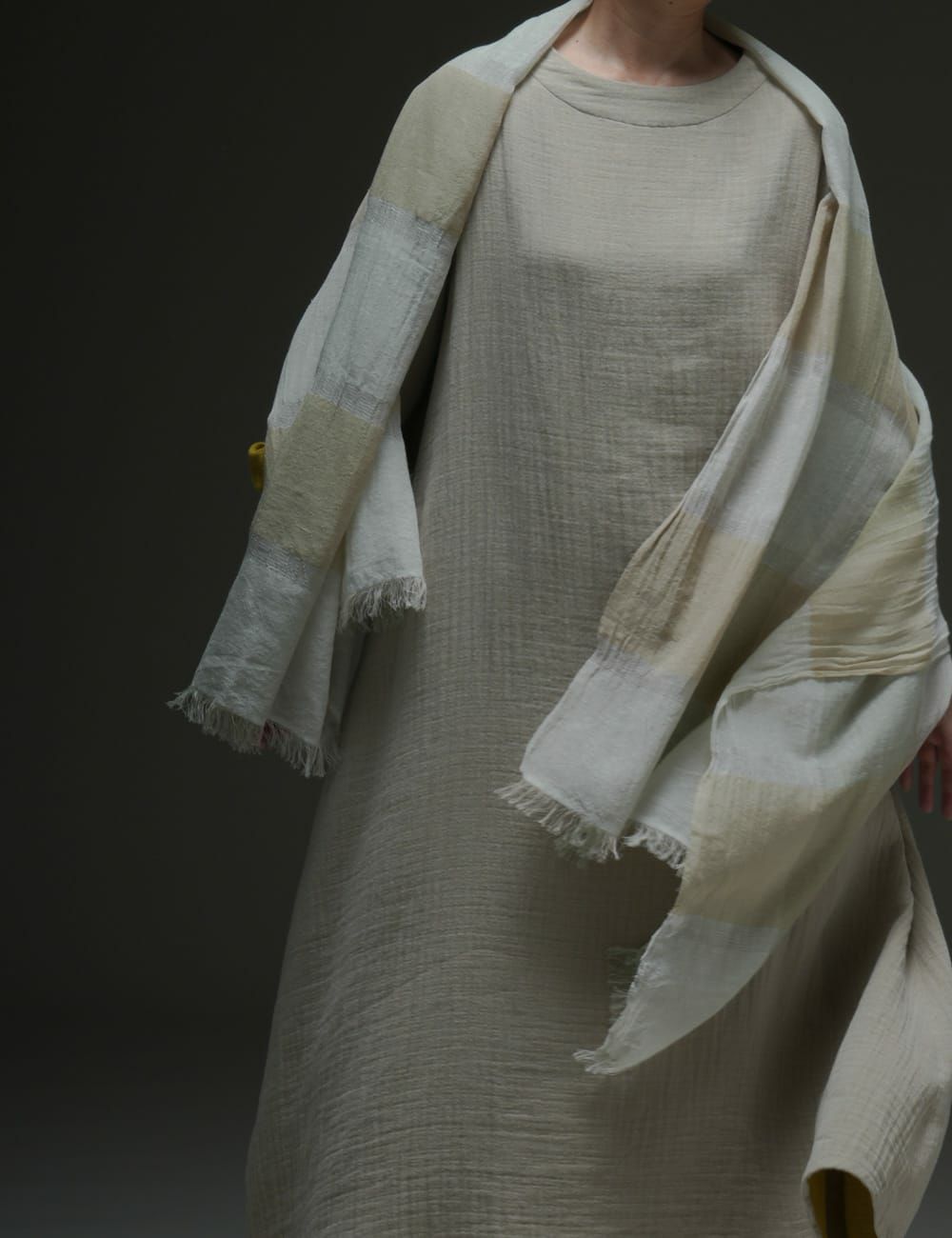 綿シルクストール格子柄