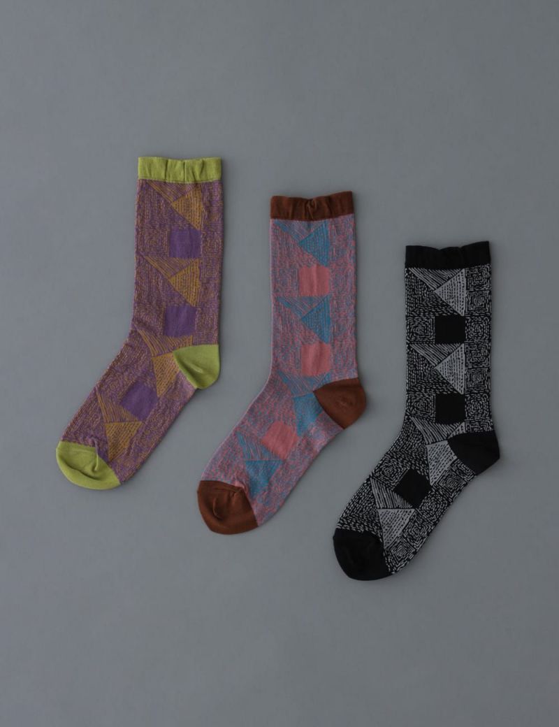 靴下ステッチキルト柄