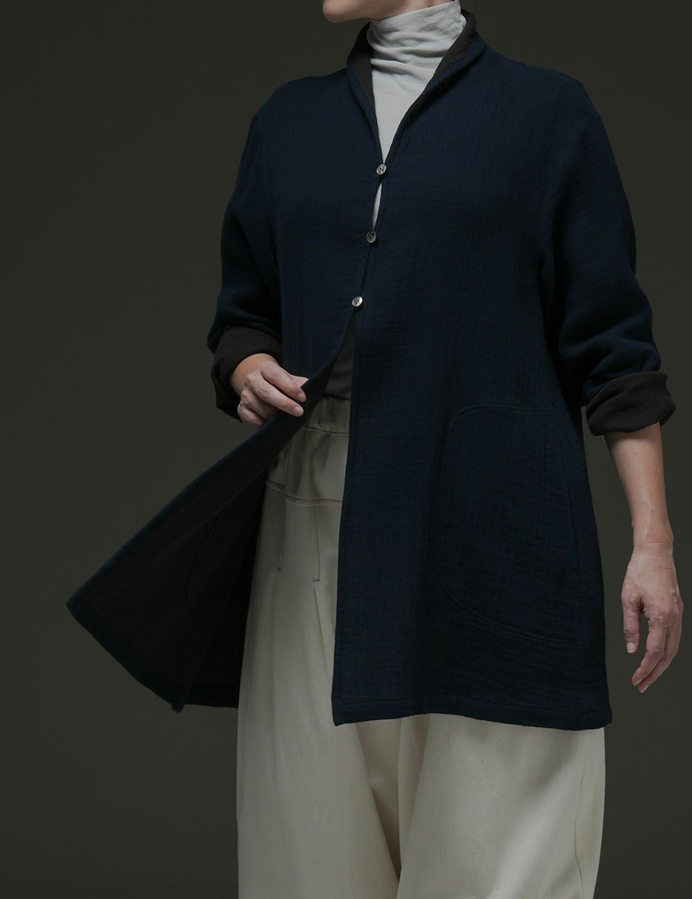 綿麻二重織 ブラウス野芥子（のげし）