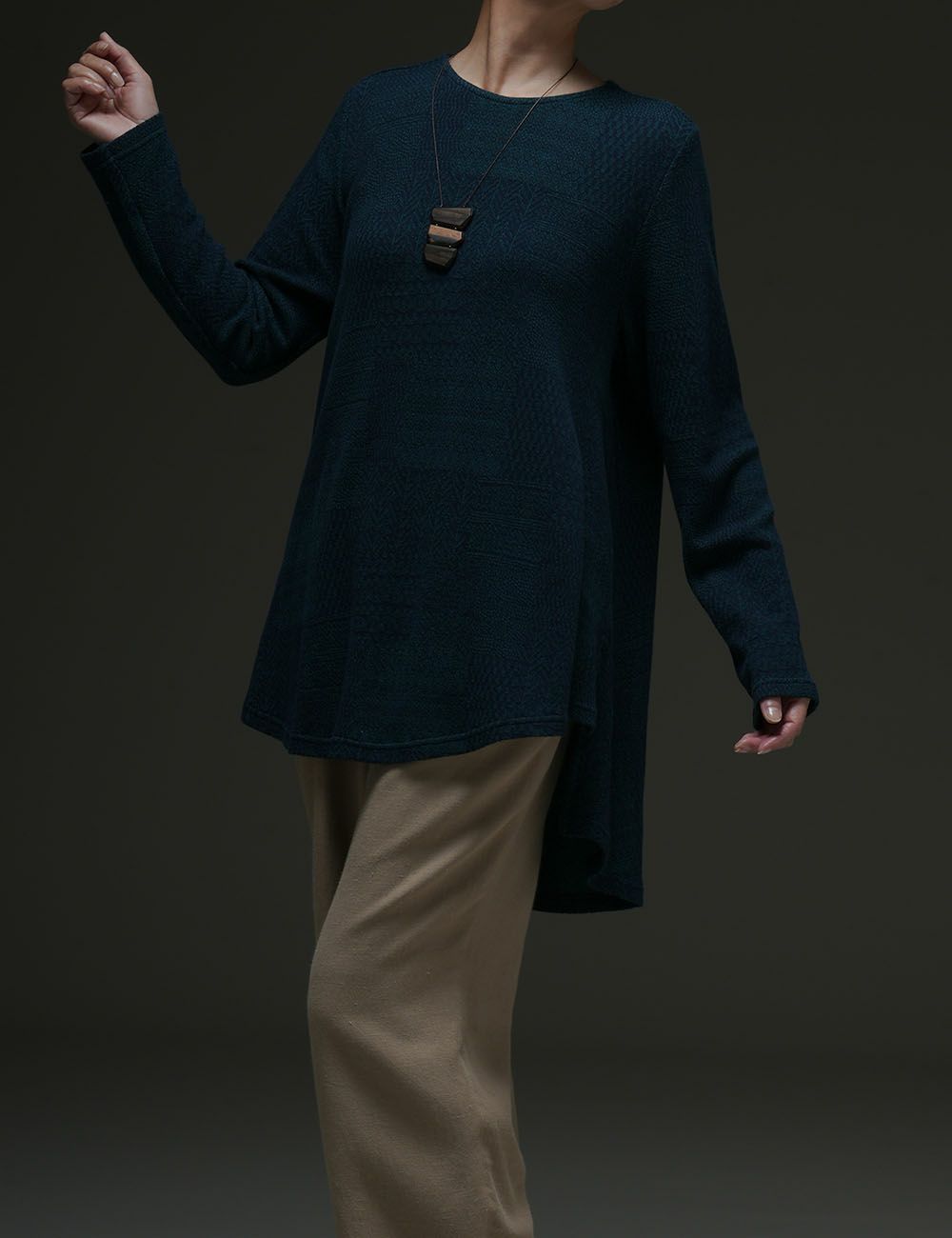 風通こぎんパッチワークジャガードプルオーバー山母子（やまははこ）