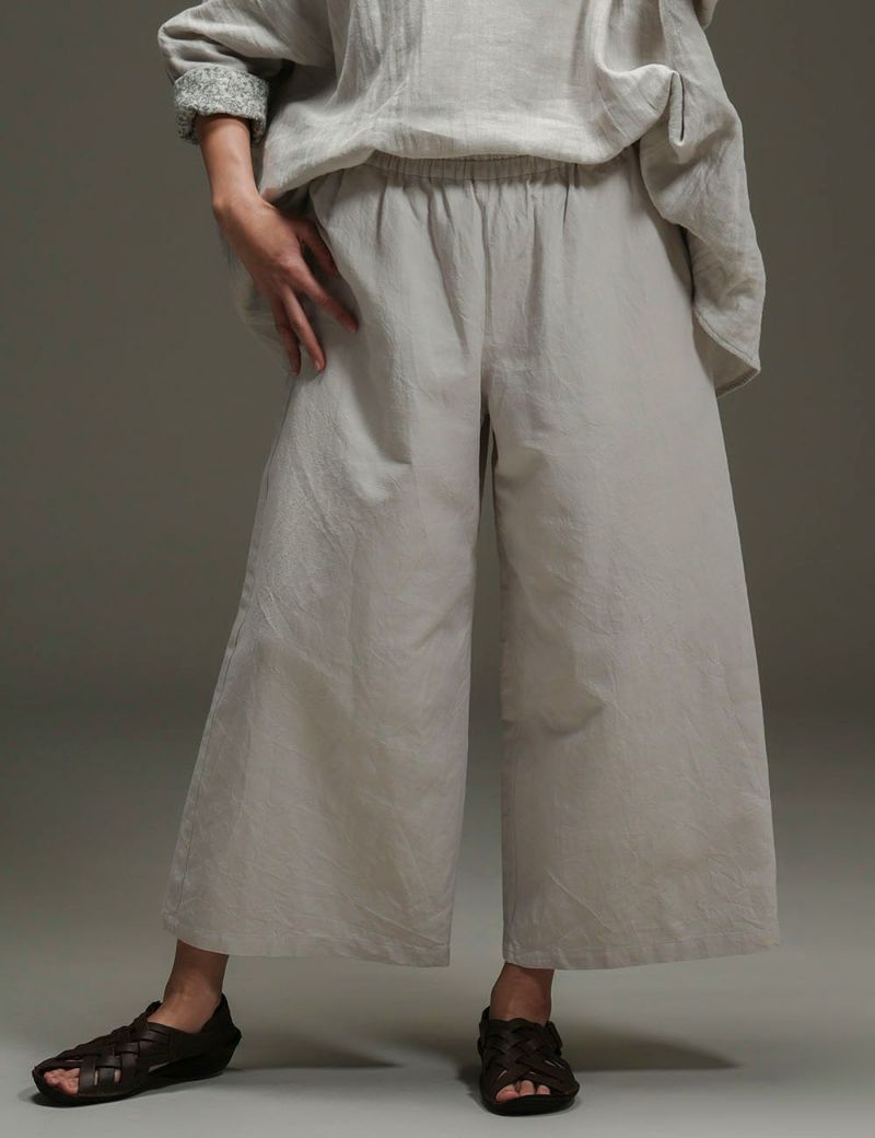 綿リネン強撚ツイルパンツ山蕗（やまぶき）